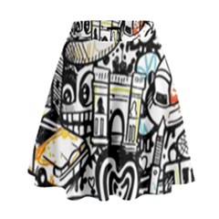 New York City Nyc Broadway Doodle Art High Waist Skirt