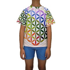 Mandala Rainbow Colorful Kids  Short Sleeve Swimwear