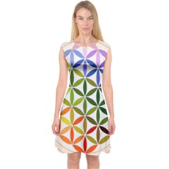 Mandala Rainbow Colorful Capsleeve Midi Dress