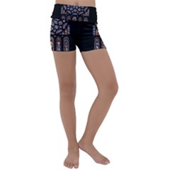 Chartres Cathedral Notre Dame De Paris Stained Glass Kids  Lightweight Velour Yoga Shorts