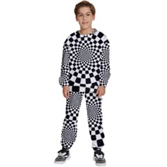 Geomtric Pattern Illusion Shapes Kids  Sweatshirt Set