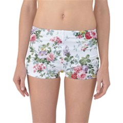 Floral Elements Peony Chinese Rose Reversible Boyleg Bikini Bottoms