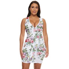 Floral Elements Peony Chinese Rose Draped Bodycon Dress