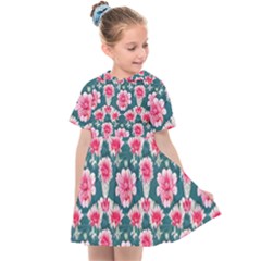 Retro 1880s Flowers Pattern 22 Kids  Sailor Dress