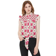 Retro 1880s Flowers Pattern 14 Frill Detail Shirt