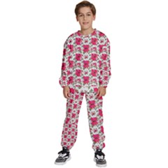 Retro 1880s Flowers Pattern 14 Kids  Sweatshirt Set