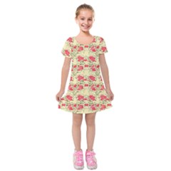 Retro 1880s Flowers Pattern 18 Kids  Short Sleeve Velvet Dress