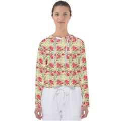 Retro 1880s Flowers Pattern 18 Women s Slouchy Sweat