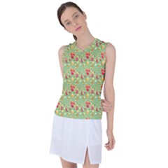 Retro 1880s Flowers Pattern 17 Women s Sleeveless Sports Top