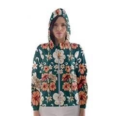 Retro 1880s Flowers Pattern 20 Women s Hooded Windbreaker