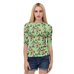 Retro 1880s Flowers Pattern 24 Quarter Sleeve Raglan T-shirt