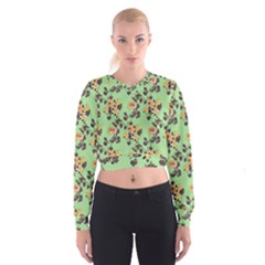 Retro 1880s Flowers Pattern 24 Cropped Sweatshirt