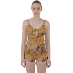 Homemade Flan Extreme Close-up Texture Tie Front Two Piece Tankini