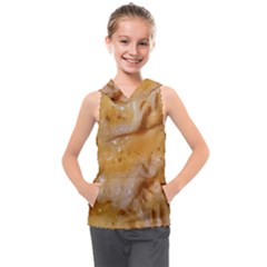 Homemade Flan Extreme Close-up Texture Kids  Sleeveless Hoodie by dflcprintsclothing