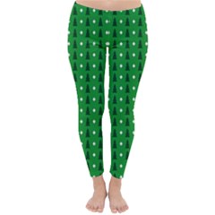 Green Christmas Tree Pattern Background Classic Winter Leggings