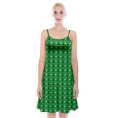 Green Christmas Tree Pattern Background Spaghetti Strap Velvet Dress