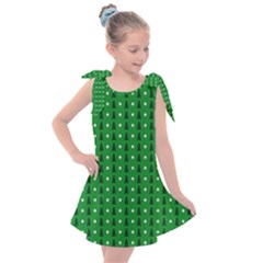 Green Christmas Tree Pattern Background Kids  Tie Up Tunic Dress