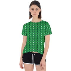 Green Christmas Tree Pattern Background Open Back Sport T-shirt