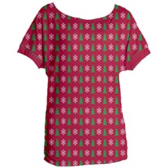 Snowflake Christmas Tree Pattern Women s Oversized T-shirt