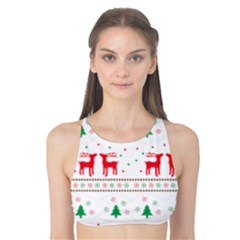 Red Green And Blue Christmas Themed Illustration Tank Bikini Top