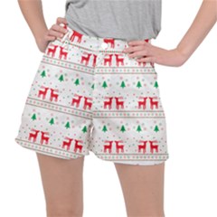 Red Green And Blue Christmas Themed Illustration Women s Ripstop Shorts