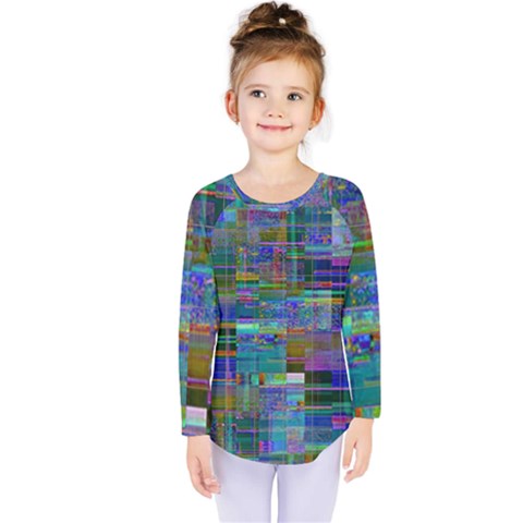 Glitch Chaos Print Kids  Long Sleeve T-shirt by dflcprintsclothing