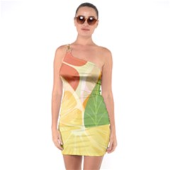 Citrus Fruit Healthy Vitamin One Shoulder Ring Trim Bodycon Dress