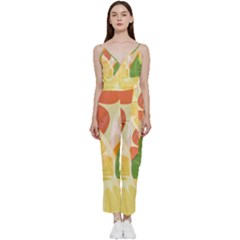 Citrus Fruit Healthy Vitamin V-neck Camisole Jumpsuit by Paksenen