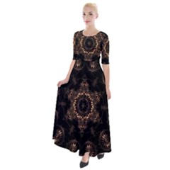 Bronze Age Mandala Half Sleeves Maxi Dress