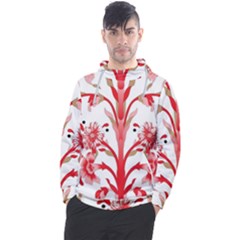 A Design Of A Red Flower On A White Background Men s Pullover Hoodie