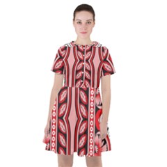 A Design Of A Red And White Pattern Sailor Dress