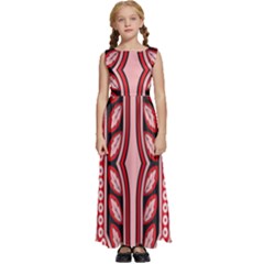 A Design Of A Red And White Pattern Kids  Satin Sleeveless Maxi Dress