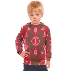 A Red And Brown Design On A White Background Kids  Hooded Pullover by catchydesignhill