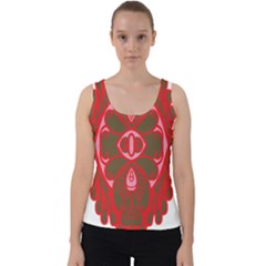 A Red And Brown Design On A White Background Velvet Tank Top