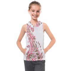 A Drawing Of A Bird With Flowers On It Kids  Sleeveless Hoodie