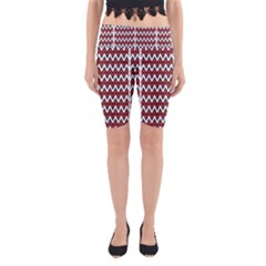 A Red And Black Zigzag Pattern On A White Background Yoga Cropped Leggings