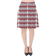 A Red And Black Zigzag Pattern On A White Background Velvet High Waist Skirt