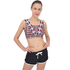 A Red And Black Zigzag Pattern On A White Background V-back Sports Bra by catchydesignhill