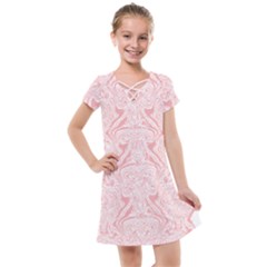 A Pink And White Abstract Design On A White Background Kids  Cross Web Dress