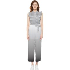 A Black And White Photo Of A Wall Women s Frill Top Chiffon Jumpsuit