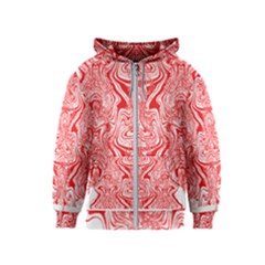 A Red And White Image Of A Pattern On A White Background Kids  Zipper Hoodie