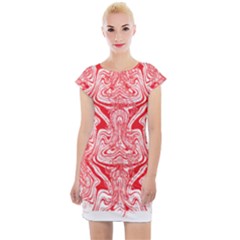 A Red And White Image Of A Pattern On A White Background Cap Sleeve Bodycon Dress