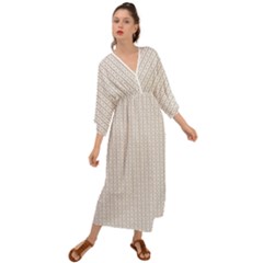 A White Background With A Brown Pattern On It Grecian Style  Maxi Dress