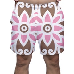 A Pink Flower On A Brown Background Men s Shorts