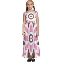 A Pink Flower On A Brown Background Kids  Satin Sleeveless Maxi Dress by catchydesignhill