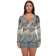 Dreamy Nature Motif Long Sleeve Boyleg Swimsuit by dflcprintsclothing