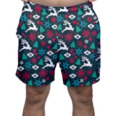 Holiday Season Pattern December Happy Holidays Merry Christmas Winter Family Festive New Year Men s Shorts by Maspions