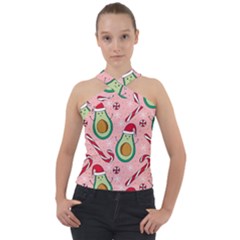 Avo Merry Christmas, Candies, Candy Cane Cross Neck Velour Top by kyorashop23