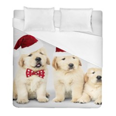 Christmas Puppies, Santa, Craciun, Christmas, Funny, Hat, Puppy, Red Duvet Cover (full/ Double Size)