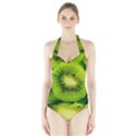 Kiwi Fruits, Close-up, Exotic Fruit Halter Swimsuit View1